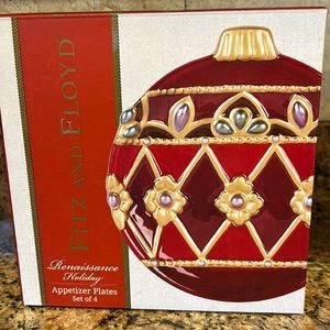 Brand new Fitz and Floyd Renaissance Holiday appetizer plates.